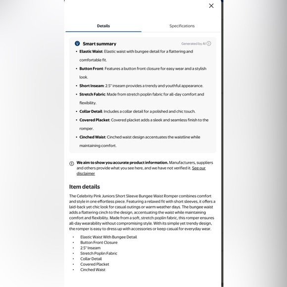 NWT Celebrity Pink Short Sleeve Bungee Waist Romper Sz M - Picture 6 of 6